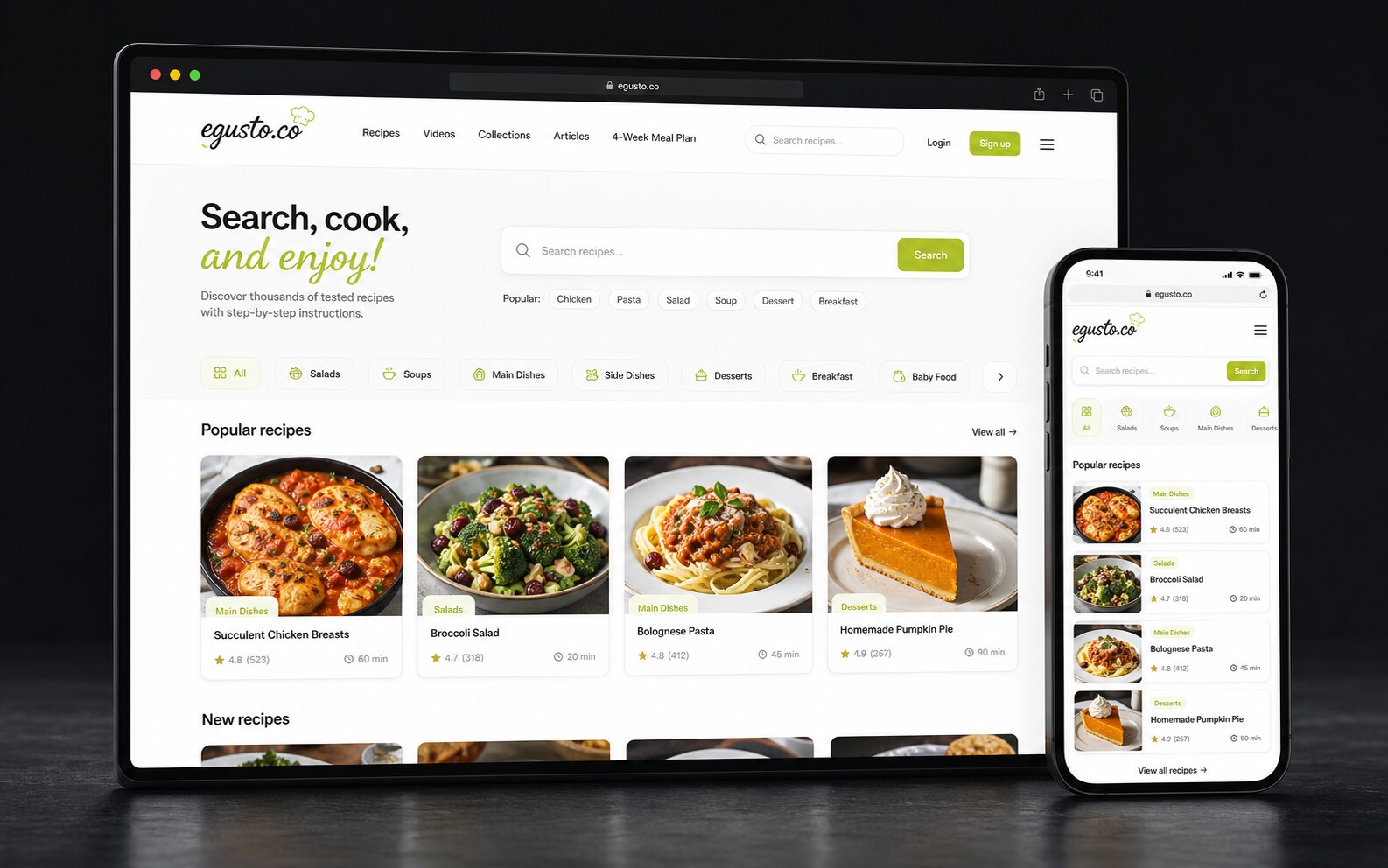 Egusto Recipes — Food & Lifestyle project screenshot